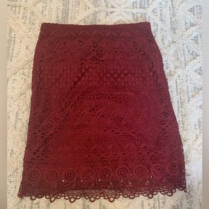 LOFT Burgundy Lace Skirt